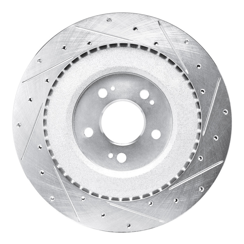 Hyundai Genesis G80 Brake Rotor (1) - Rear Left - R1 Concepts - Drilled & Slotted - Silver - `21-`26